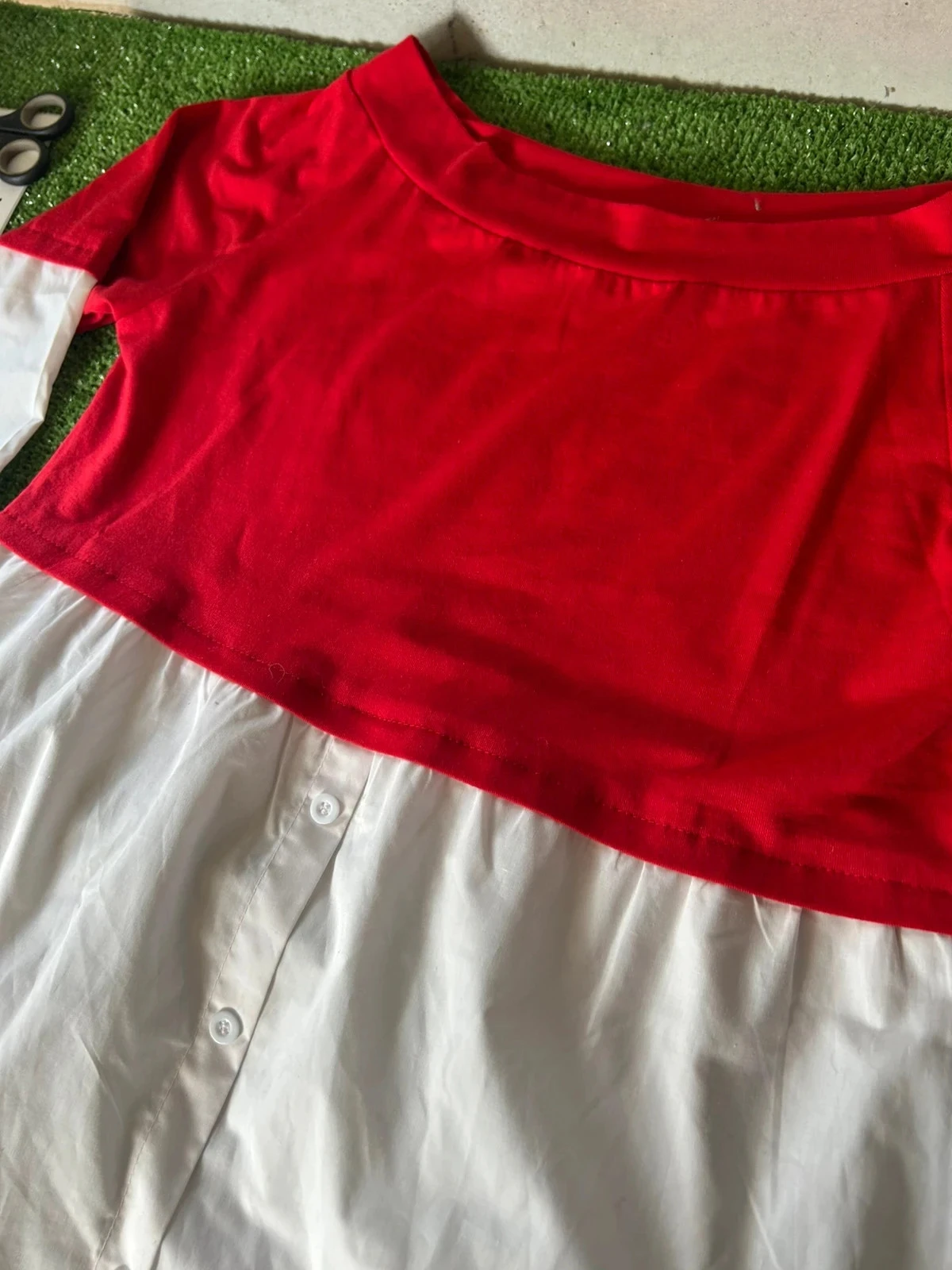 Short casual dress white and red Size M – photo 5